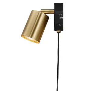 Nordlux Explore Indoor Bedroom Living Dining Office Wall Light with Adjustable Lamp Head in Brass (Diam) 5.5cm