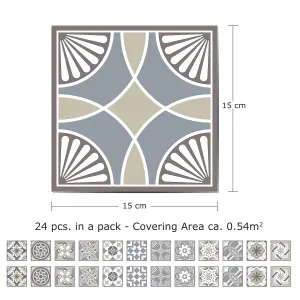 24 Pieces 15x15cm Limestone Spanish Tile Stickers