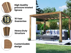 Dunster House Wooden Pergola Kit 3m x 2.5m Garden Plant Frame Patio Pressure Treated Terracube