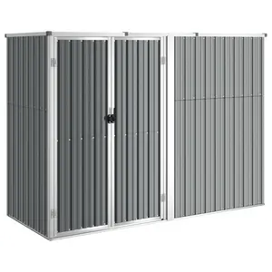 Alfeus Garden Tool Shed Grey 225x89x161 cm Galvanised Steel