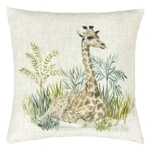 Evans Lichfield Kenya Giraffe Printed Feather Filled Cushion