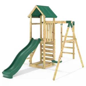 Rebo Adventure Wooden Climbing Frame with Monkey Bar, Swings & Slide - Arvon