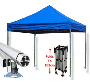 3m x 3m Compact 40 Instant Shelter Pop Up Gazebos Frame & Canopy - Royal Blue