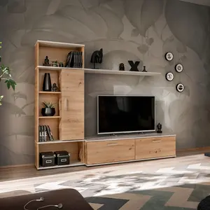 Roi Entertainment Unit - Organised Elegance with Open and Closed Storage (W2000mm H1550mm D400mm )