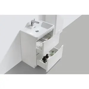 Stanhope 600mm Single Bathroom Vanity with Integrated Resin Basin White Glass