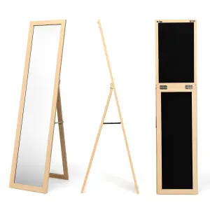 Costway Full-length Wood Frame Mirror Freestanding/Wall Mounted Mirror for Cloakroom