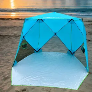 Blue Pop Up Family Beach Tent Sun Shade Camping Shelter 3-4 Person UPF50+ UV