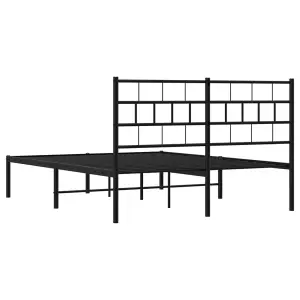 Berkfield Metal Bed Frame with Headboard Black 140x190 cm