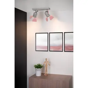 Lucide Picto Modern Twin Ceiling Spotlight Children - 2xGU10 - Pink