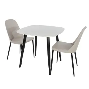 Core Products Aspen White 80cm Square Dining Table with 2 Calico Plastic Duo Design Chairs