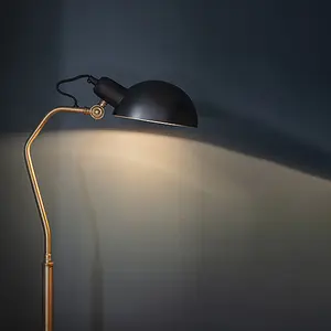 Luminosa Largo Task Table Lamp Satin Black, Aged Brass Paint