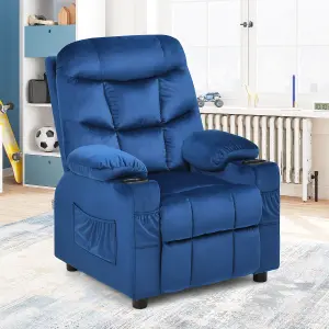 Costway Kids Recliner Chair Velvet Fabric Adjustable Sofa Chair Gaming Lounge Chair