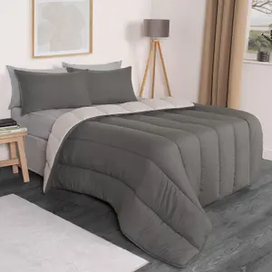 Coverless 10.5 Tog Duvet & Pillowcase, Grey/Silver - Single