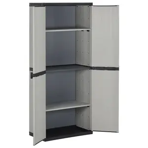 Berkfield Garden Storage Cabinet with 3 Shelves Grey&Black 68x40x168 cm