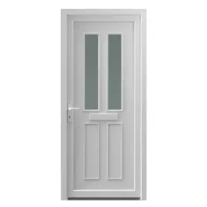 Fortia Chesil Frosted Glazed White RH External Front Door set, (H)2085mm (W)840mm