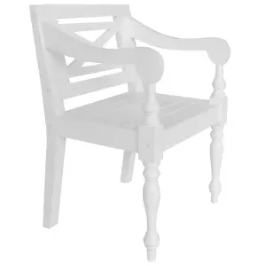 Berkfield Batavia Chairs 2 pcs White Solid Mahogany Wood