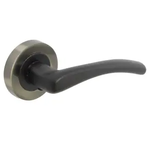 Zena Door Handle Modern Design Matt Black Lever on Antique Rose Internal Latch Handles