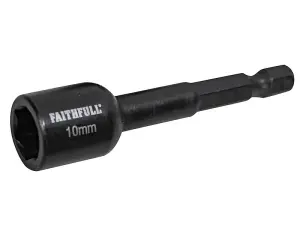 Faithfull  Magnetic Impact Nut Driver 10mm x 1/4in Hex FAISBMNUT10I