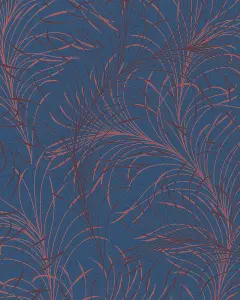 Galerie Imagine Blue Red Wispy Swirl Design Embossed Wallpaper