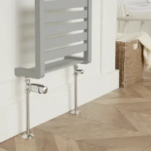 GoodHome Polished Straight Thermostatic Radiator valve & lockshield (Dia)15mm x ½"