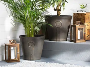 Set of 2 Plant Pots 45 cm Brown VARI