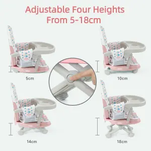 Adjustable High Chair for Babies and Toddlers, Booster Seat for Table - Pink