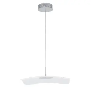 Luminosa Modern LED Hanging Pendant Chrome, Clear, Warm White 3000K 550lm