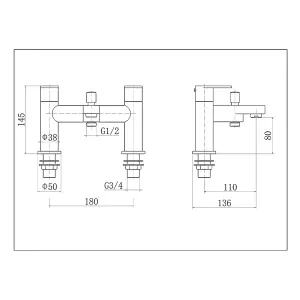 Flode Roxen Bath Filler Mixer Tap Chrome