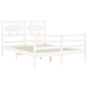 Berkfield Bed Frame with Headboard White 120x200 cm Solid Wood