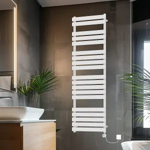 Rinse Bathrooms Smart WiFi Thermostatic Electric Bathroom Flat Panel Heated Towel Rail Radiator with Timer 1800x600mm - White