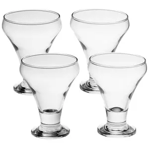 Queensway Home & Dining 305ml 4 Pcs Clear Glass Footed Dessert Bowl Ice Cream Sundae Fruit Cocktail Salad Cups  Set