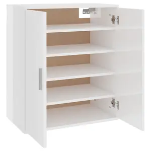 Berkfield Shoe Cabinet High Gloss White 60x35x70 cm Engineered Wood