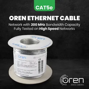 Oren CAT5e 100m Ethernet Cable - 24 AWG Pure Copper Wire - 200 MHz Bandwidth UTP Internet LAN Network Cable