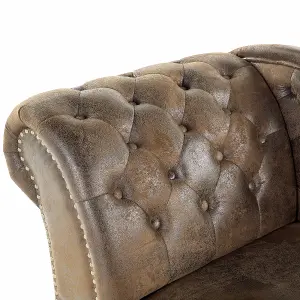 Left Hand Chaise Lounge Faux Suede Brown NIMES