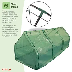 Oypla Large Steeple Growhouse Garden Plant Greenhouse with Plastic Mesh Cover - 270x90x90cm