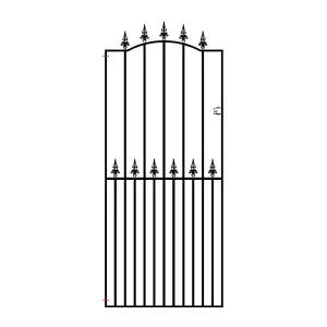 SAXA Spear Top Tall Bow Top Metal Garden Gate 914mm GAP x 1964mm High SAZP32