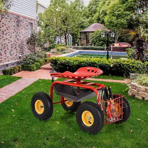 Costway 360 Swivel Rolling Gardening Cart Adjustable Height Wagon Scooter Garden Seat