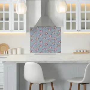 Cath Kidston Clifton Rose Glass Splashback - Blue (900x750mm)