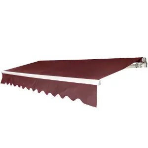 3M x 2.5M Retractable Awning, Manual Awnings for Patio Sun Shade Shelter, Wine Red