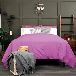 Microfibre 200 TC Plain Reversible Plain Weave Modern & Contemporary Duvet Cover Set Purple / Kingsize - 2 Standard Pillowcases