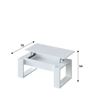 White Coffee Table with Lift up Storage