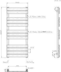 Right Radiators 1200x500 mm Designer Flat Panel Heated Towel Rail Radiator Bathroom Warmer Heating Chrome