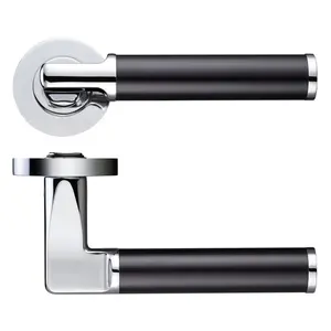 Milan Latch Door Handle (Set of 2) Polished Chromed/Matt Black