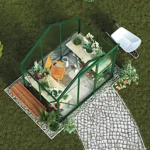 Polycarbonate Greenhouse Large Walk-in Garden Growhouse, Sliding Door & Twin Wall Panels with Steel Base 6x4 ft (Green)