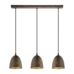 Hanging Ceiling Pendant Light Brown & Gold Pattern 3x 60W E27 Kitchen Island