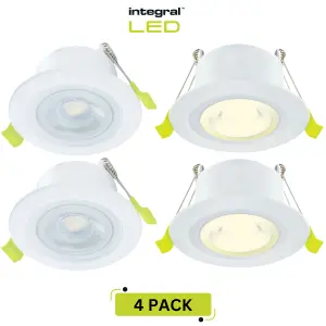 LED Downlights 65mm IP65 600lm 5W 3000K Dimmable Fire Rated - White (4 Pack)