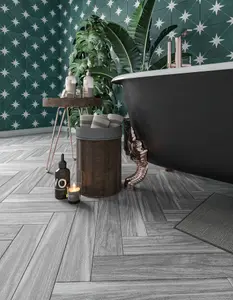 Top Ceramics Grey Porcelain Wood Effect Matt Floor % Wall Tile (L)49.2cm x (W)9.9cm Each box 0.75sqm