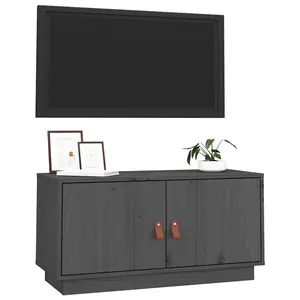 Berkfield TV Cabinet Grey 80x34x40 cm Solid Wood Pine