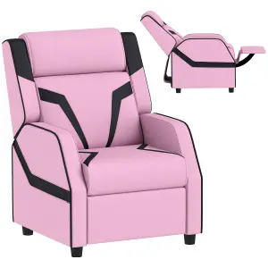 AIYAPLAY 2 in 1 Kids Armchair Recliner, PU Leather, for 3-9 Years Old, Pink