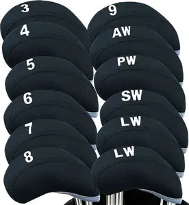 Golf Iron Head Covers Neoprene Numbers Value 12 Pcs Set, Golf Iron Headcovers Protector For Club Mens Elasticity Protable Fit All Brands Not Visible